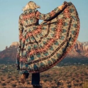 Outback Trading Co. WMNs Clare Blue & Red Aztec Western Riding Jacket Size M NWT